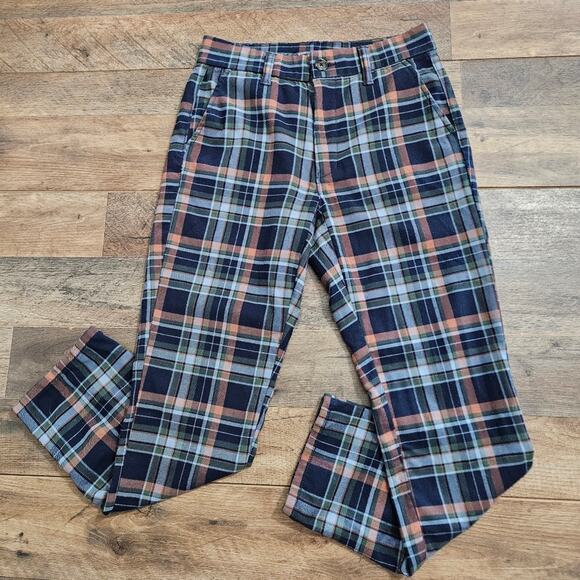 American Eagle Outfitters Super Hi-Rise Skinny Trouser Blue Plaid Ankle Pants 2 - Picture 5 of 13
